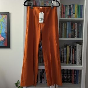 NWT Cropped Orange Wide Leg Zara Pants